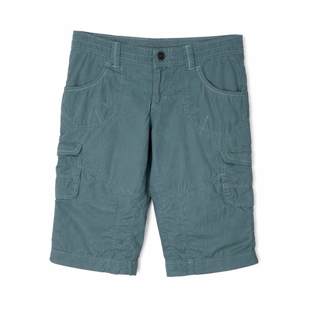 KUHL Teal Roll-Tab Cargo Hiking Pants 4 Capri Cropped Shorts